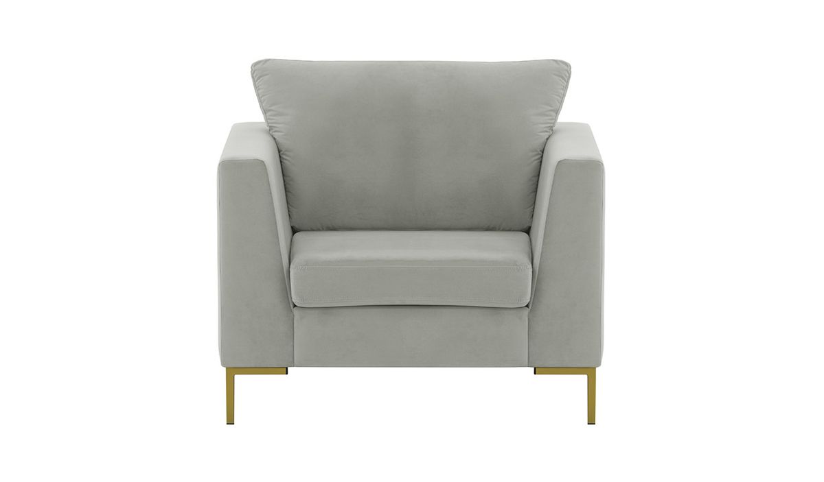 Fauteuil Gosena, gris clair - Velluto 15, Couleur des pieds: Métal doré