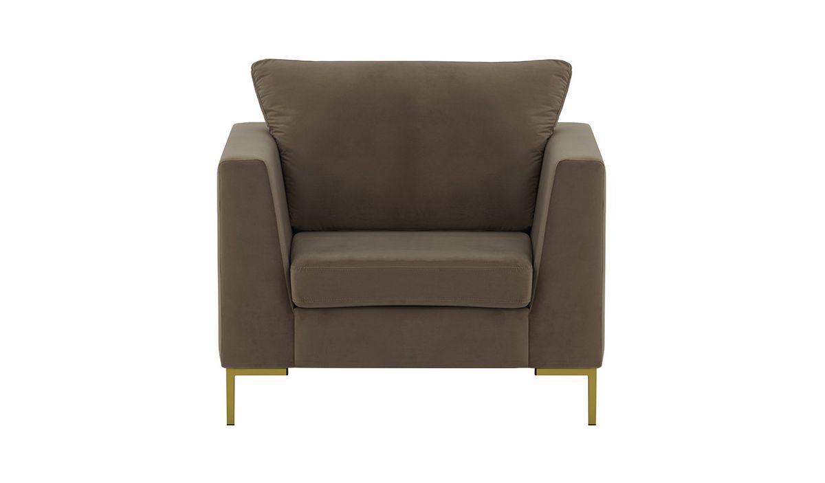 Fauteuil Gosena, gris éléphant - Velluto 17, Couleur des pieds: Métal doré