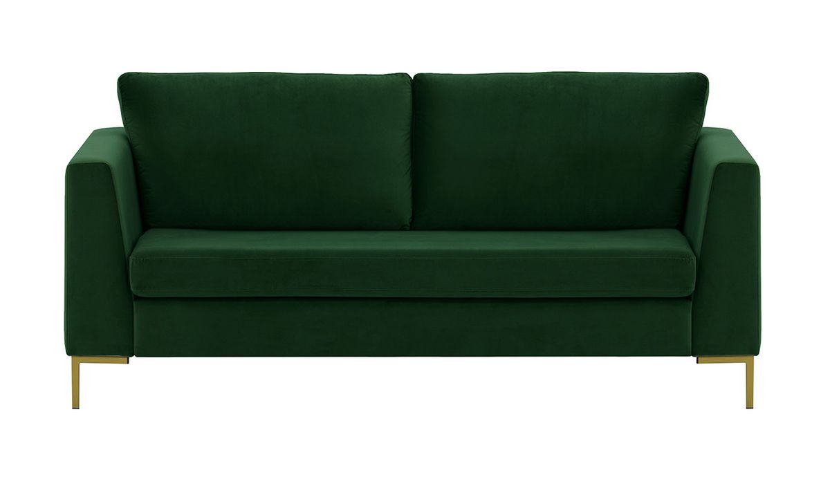 Canapé 2,5 places Gosena, vert foncé - Velluto 10, Couleur des pieds: Métal doré