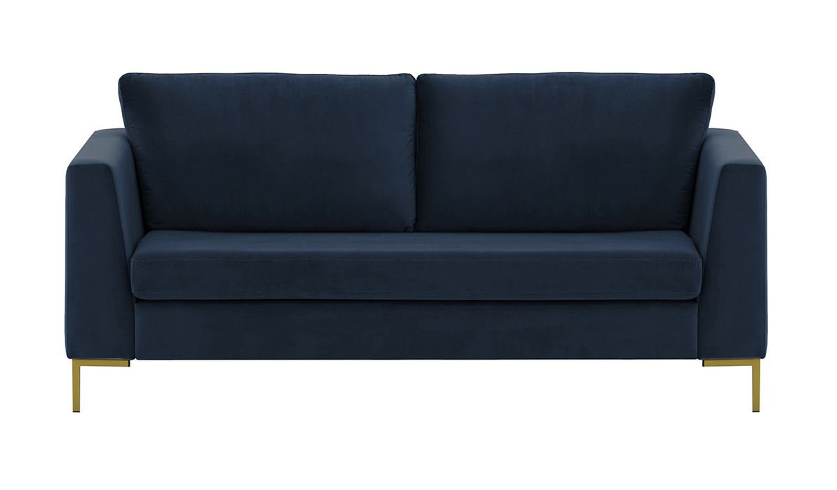 Canapé 2,5 places Gosena, bleu - Velluto 11, Couleur des pieds: Métal doré