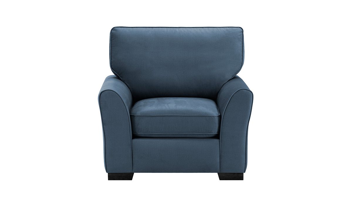 Fauteuil Serena, bleu marin délavé - Fancy 79, Couleur des pieds: Noir