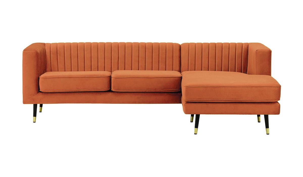 Grand canapé d’angle droit Slender, Velluto 33 - orange rouillé