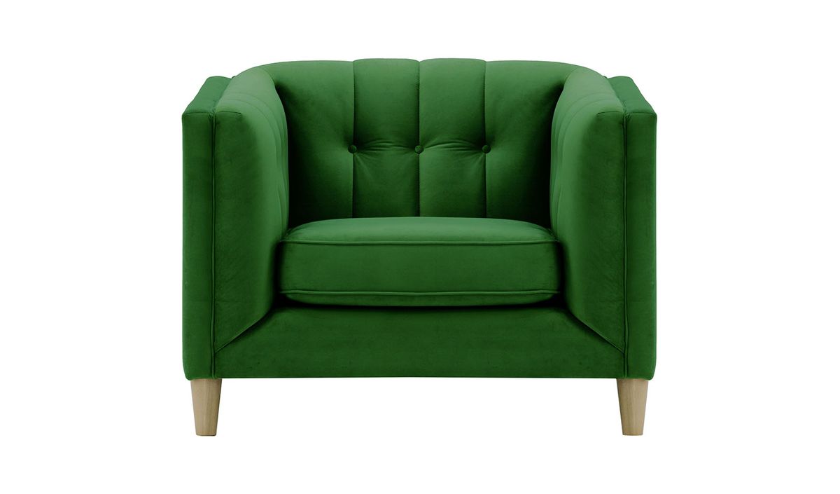 Fauteuil Sodre, vert foncé - Velluto 10, Couleur des pieds: Noir wax