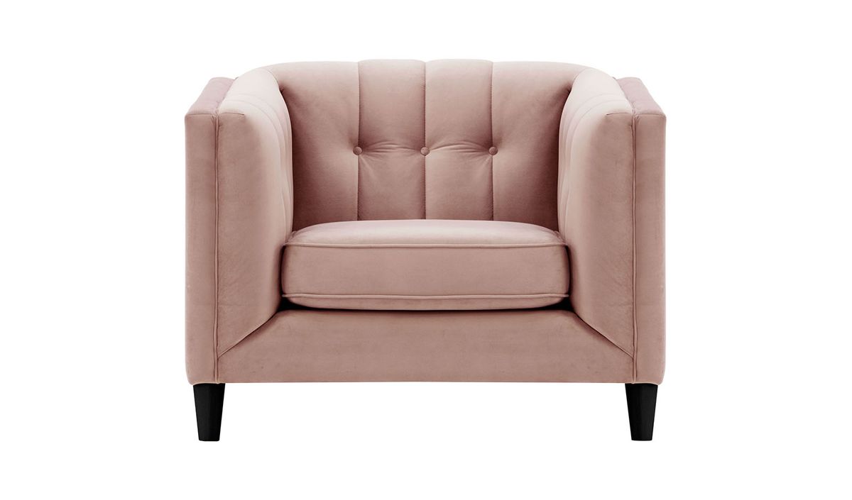 Fauteuil Sodre, lila/rose - Velluto 14, Couleur des pieds: Noir