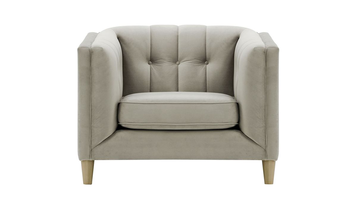 Fauteuil Sodre, gris clair - Velluto 15, Couleur des pieds: Noir wax