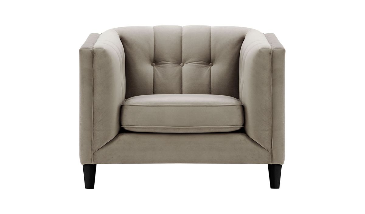 Fauteuil Sodre, gris éléphant - Velluto 17, Couleur des pieds: Noir