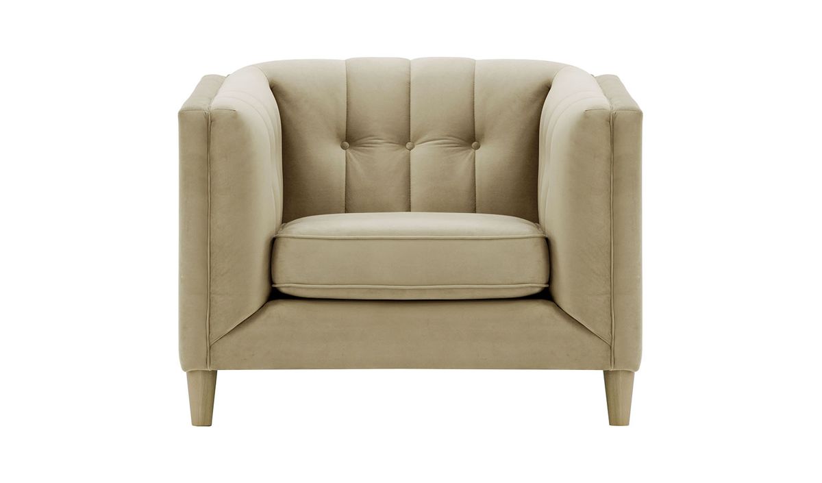 Fauteuil Sodre, beige - Velluto 3, Couleur des pieds: Noir wax