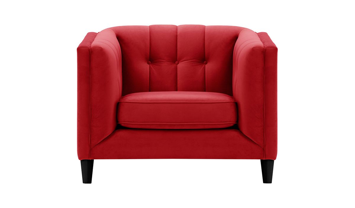 Fauteuil Sodre, rouge - Velluto 7, Couleur des pieds: Noir