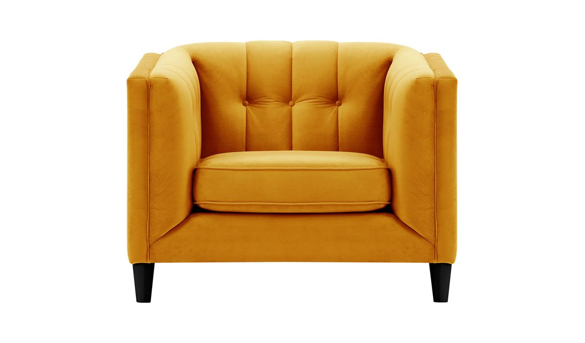 Fauteuil Sodre, moutarde - Velluto 8, Couleur des pieds: Noir