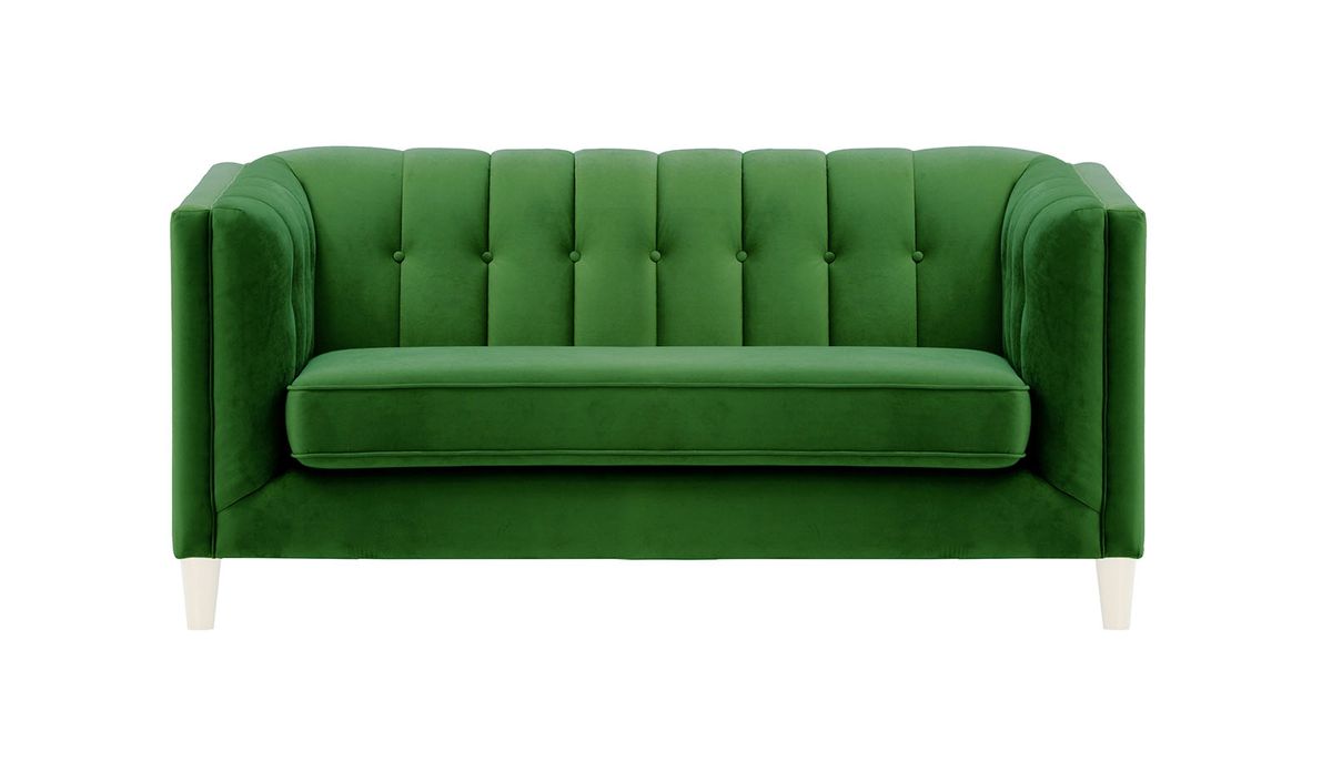 Canapé deux places Sodre, vert foncé - Velluto 10, Couleur des pieds: Blanc