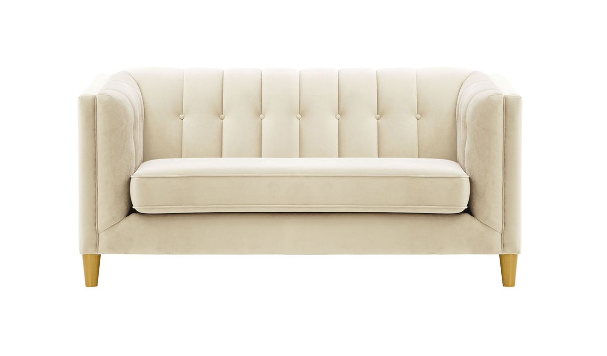 Canapé deux places Sodre, beige clair - Velluto 2, Couleur des pieds: Chêne clair