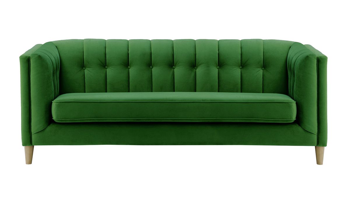 Canapé trois places Sodre, vert foncé - Velluto 10, Couleur des pieds: Noir wax