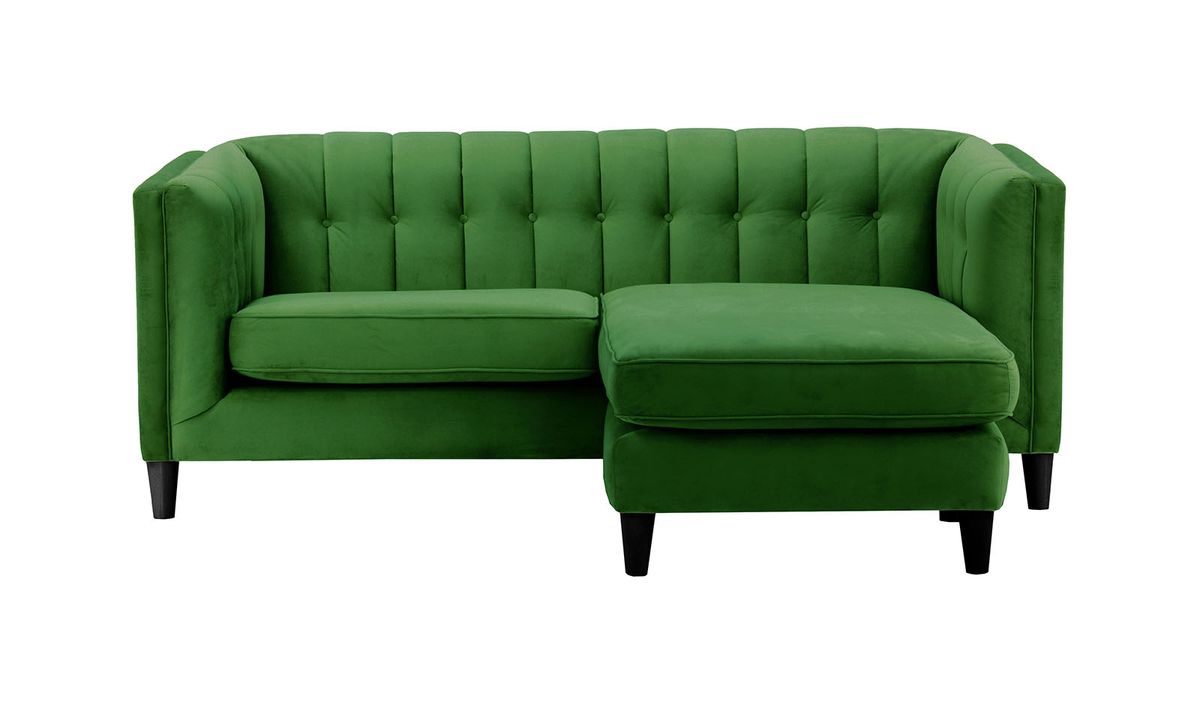Canapé d’angle réversible Sodre, vert foncé - Velluto 10, Couleur des pieds: Noir