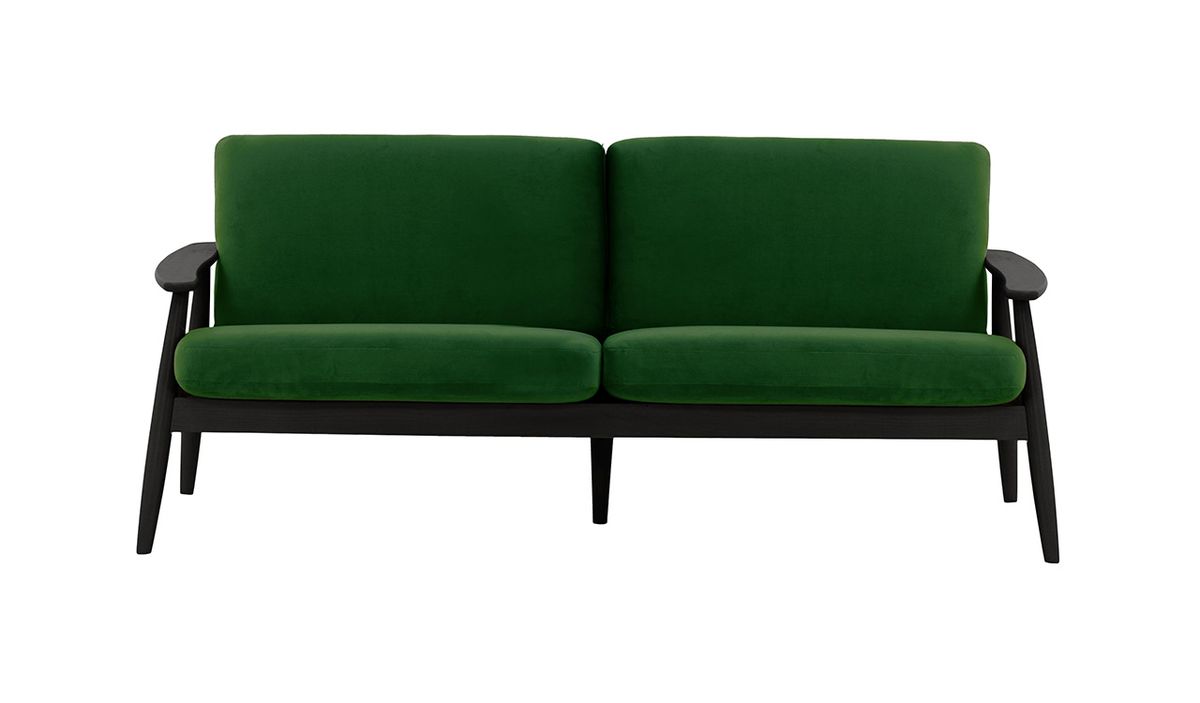 Canapé trois places Demure, vert foncé - Velluto 10, Couleur des pieds: Noir