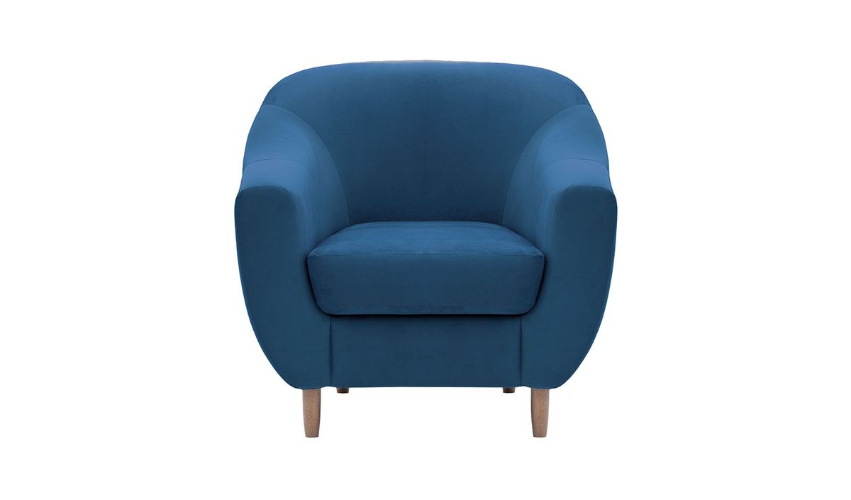 Fauteuil Salma, bleu - Velluto 11, Couleur des pieds: Noir wax