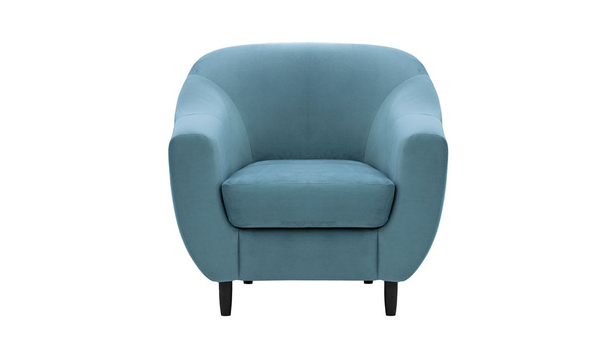 Fauteuil Salma, bleu - Velluto 12, Couleur des pieds: Noir