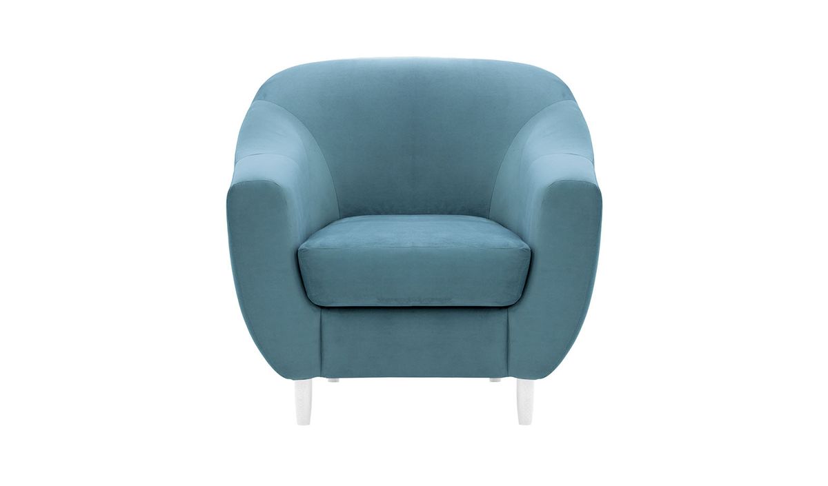 Fauteuil Salma, bleu - Velluto 12, Couleur des pieds: Blanc