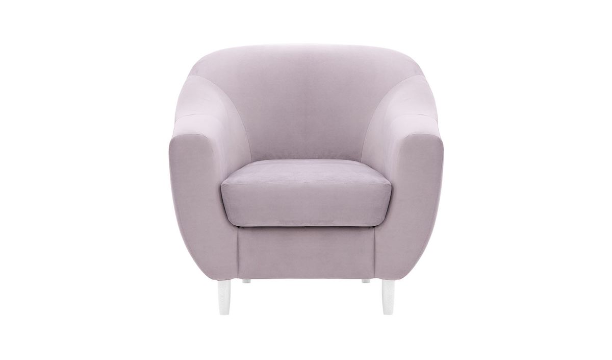 Fauteuil Salma, lila/rose - Velluto 14, Couleur des pieds: Blanc