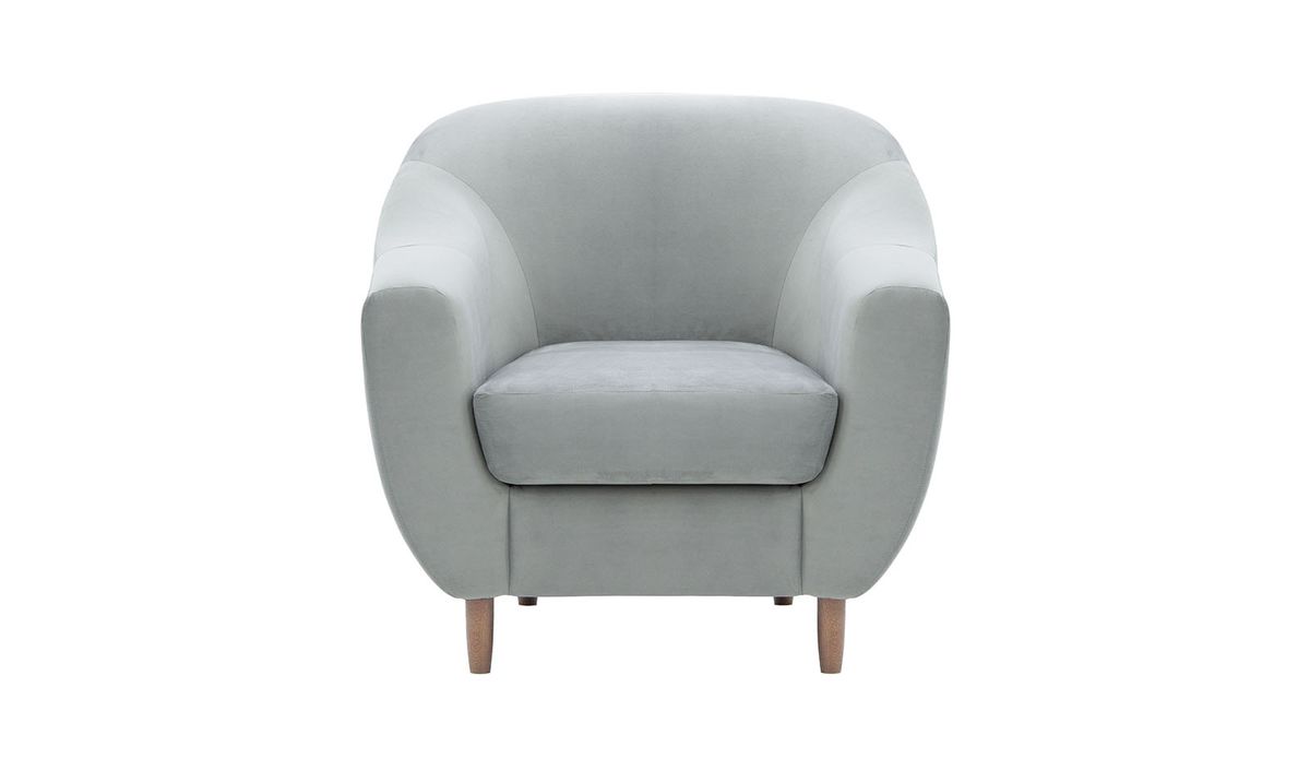 Fauteuil Salma, gris clair - Velluto 15, Couleur des pieds: Noir wax