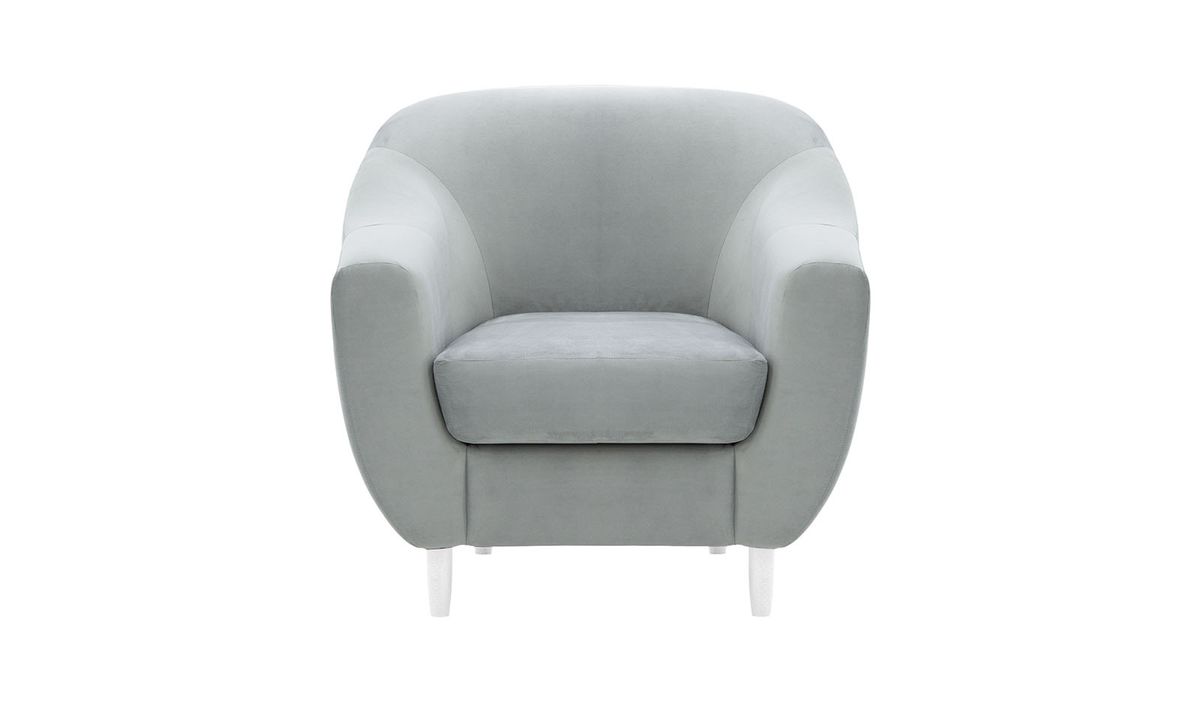 Fauteuil Salma, gris clair - Velluto 15, Couleur des pieds: Blanc
