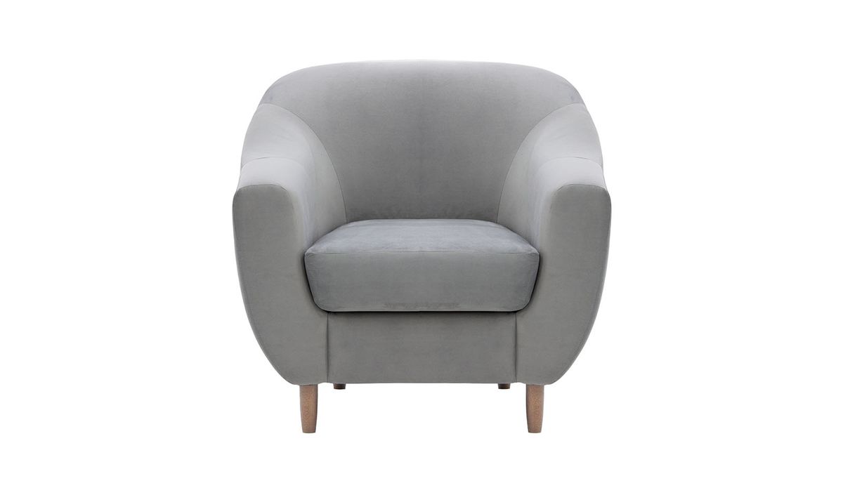 Fauteuil Salma, gris éléphant - Velluto 17, Couleur des pieds: Noir wax