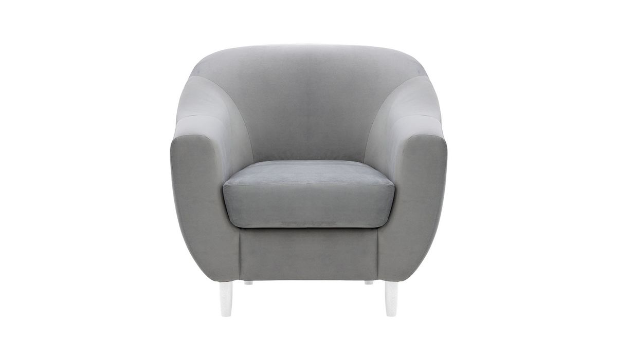 Fauteuil Salma, gris éléphant - Velluto 17, Couleur des pieds: Blanc