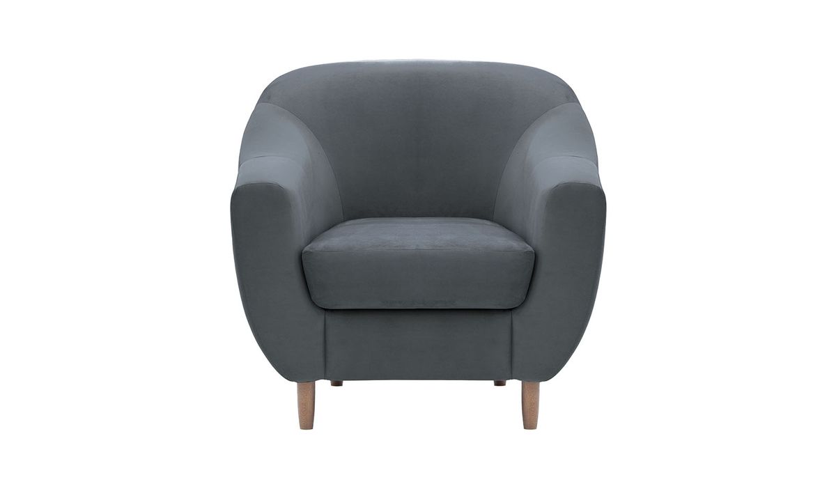 Fauteuil Salma, graphite - Velluto 19, Couleur des pieds: Noir wax