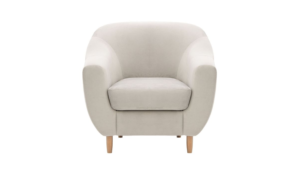 Fauteuil Salma, beige clair - Velluto 2, Couleur des pieds: Chêne clair