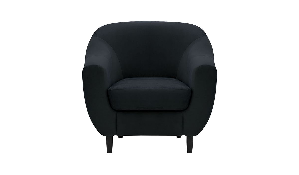 Fauteuil Salma, noir - Velluto 20, Couleur des pieds: Noir