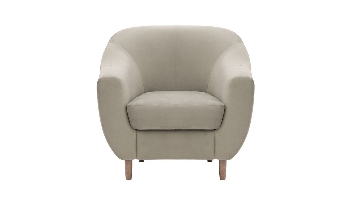 Fauteuil Salma, beige - Velluto 3, Couleur des pieds: Noir wax