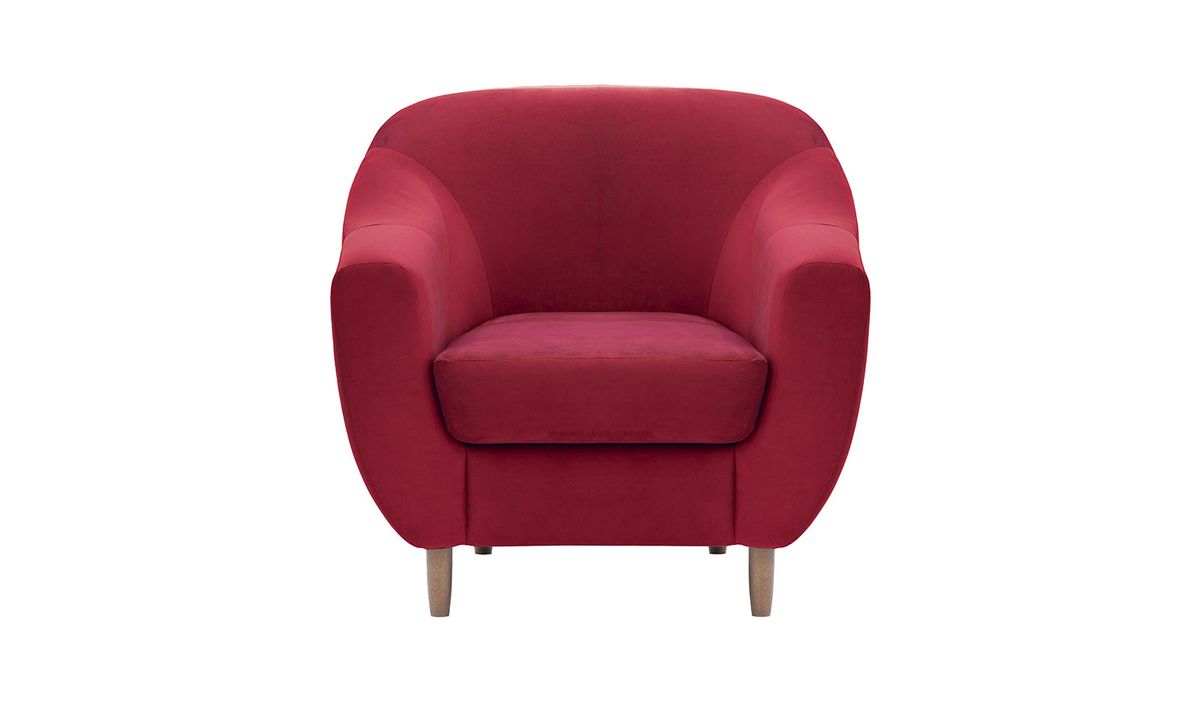 Fauteuil Salma, rouge - Velluto 7, Couleur des pieds: Noir wax