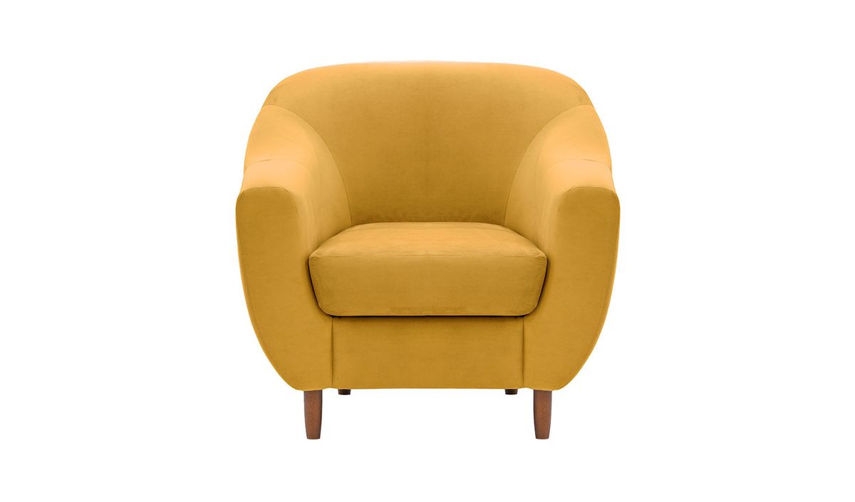 Fauteuil Salma, moutarde - Velluto 8, Couleur des pieds: aveo