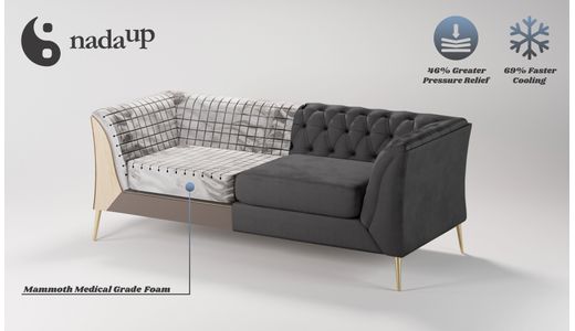 Canapé deux places Chesterfield Modern Wood en mousse de qualité médicale