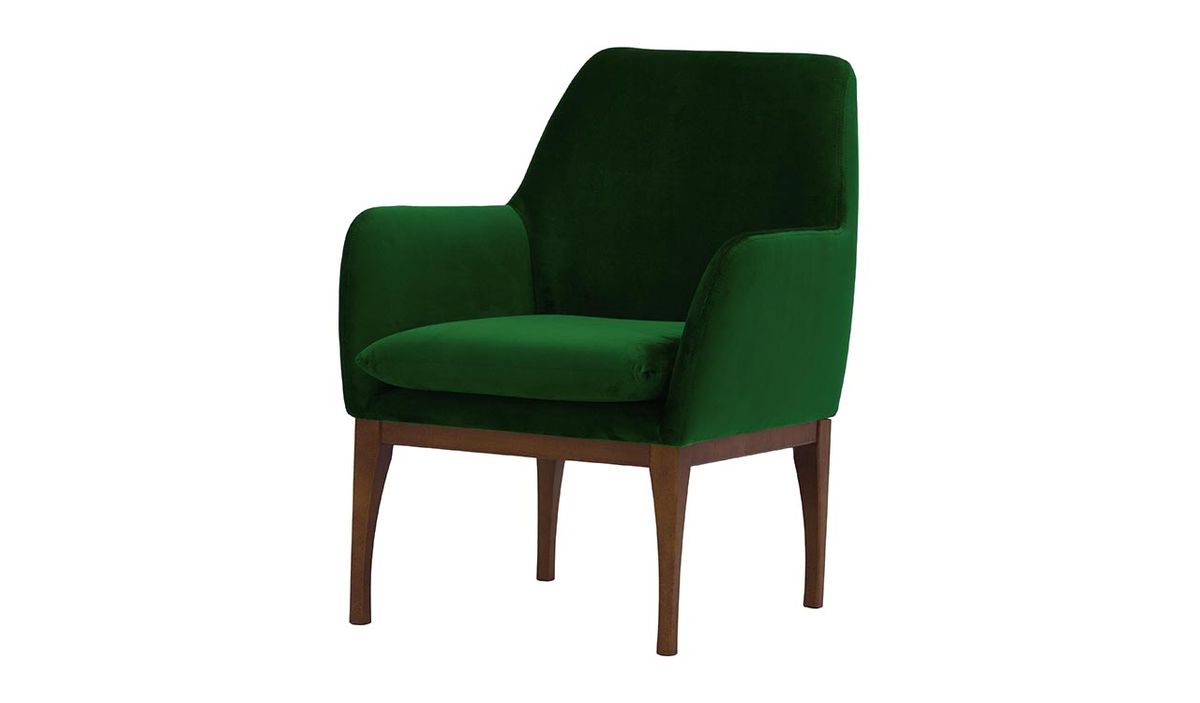 Fauteuil Beca, vert foncé - Velluto 10, Couleur des pieds: Chêne foncé