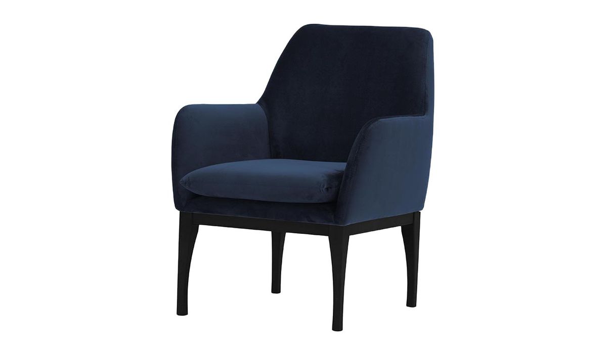 Fauteuil Beca, bleu - Velluto 11, Couleur des pieds: Noir