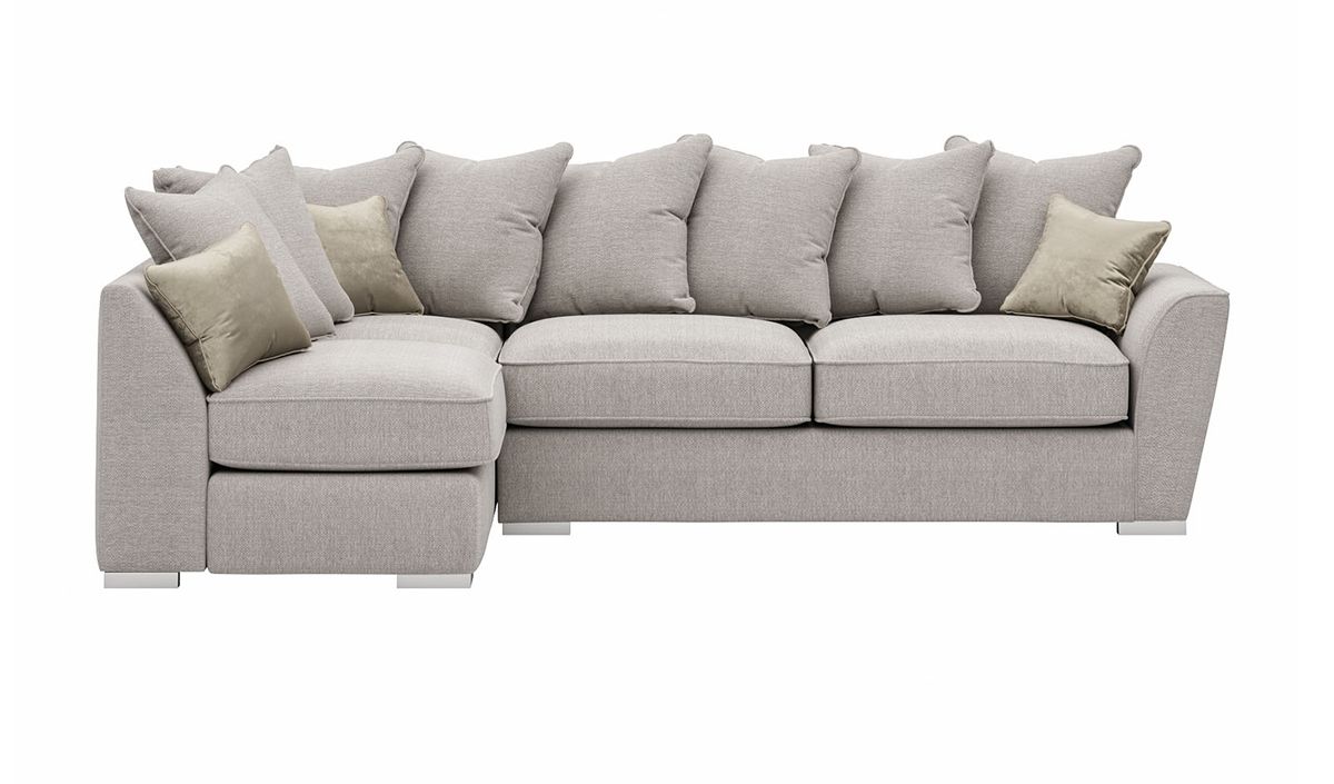 Canapé d'angle gauche Majestic New dossier à coussins amovibles, crème - Cherub 0468/ beige - Velluto 3