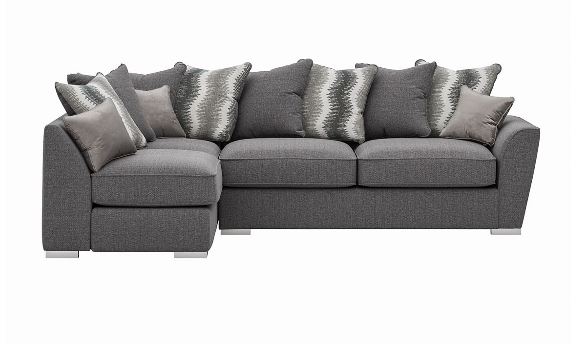 Canapé d'angle gauche Majestic New dossier à coussins amovibles, gris foncé -Cherub 1482/ Meira 032/ gris - Velluti 16