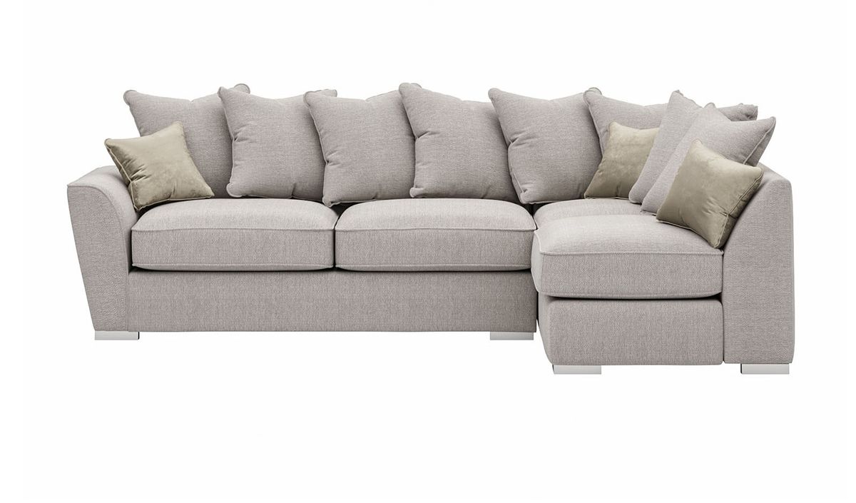 Canapé d'angle droit Majestic New avec dossier à coussins, crème - Cherub 0468/ beige - Velluto 3