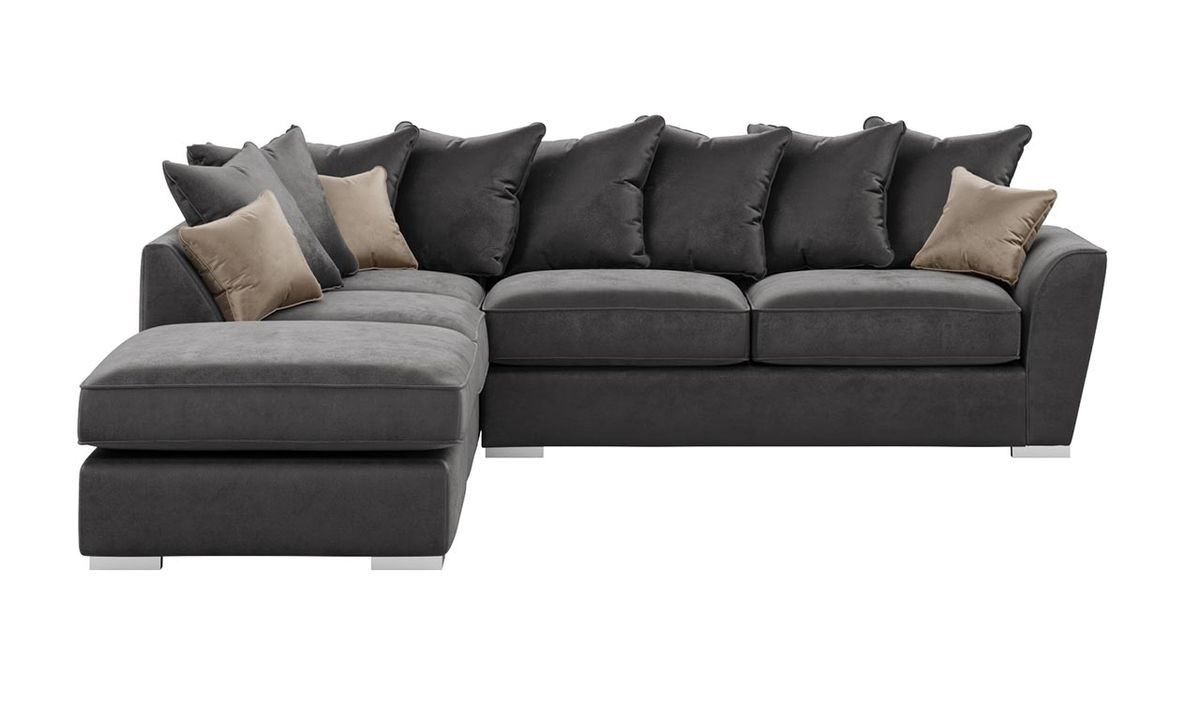 Canapé d’angle gauche à coussins Majestic, graphite  - Velluto 19/ beige - Velluto 3