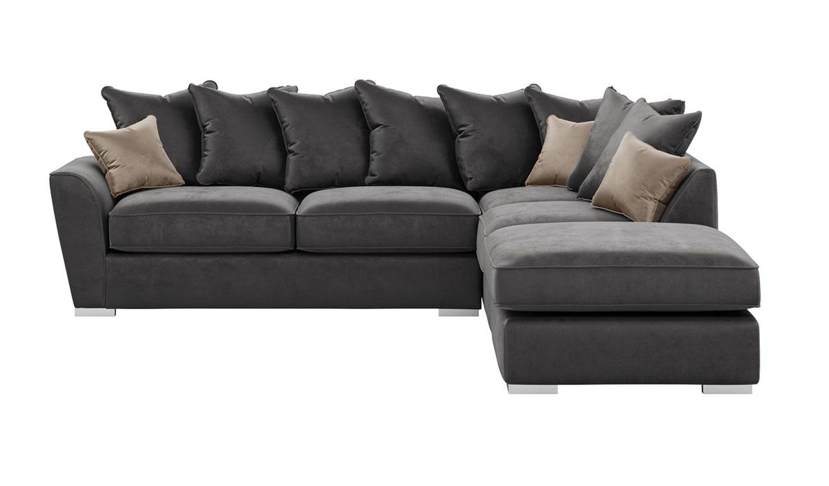 Canapé d’angle droit à coussins Majestic, graphite  - Velluto 19/ beige - Velluto 3