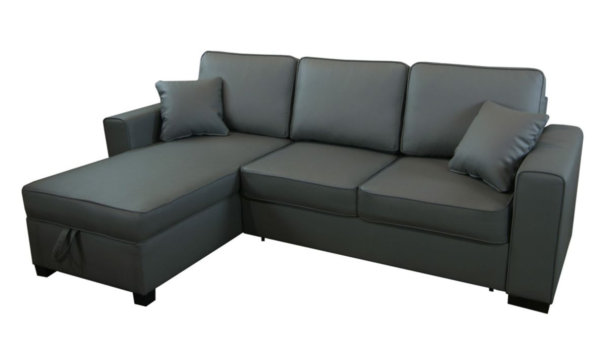 Canapé d’angle avec fonction lit et coffre de rangement Maxim, gris - Casco anthrazit
