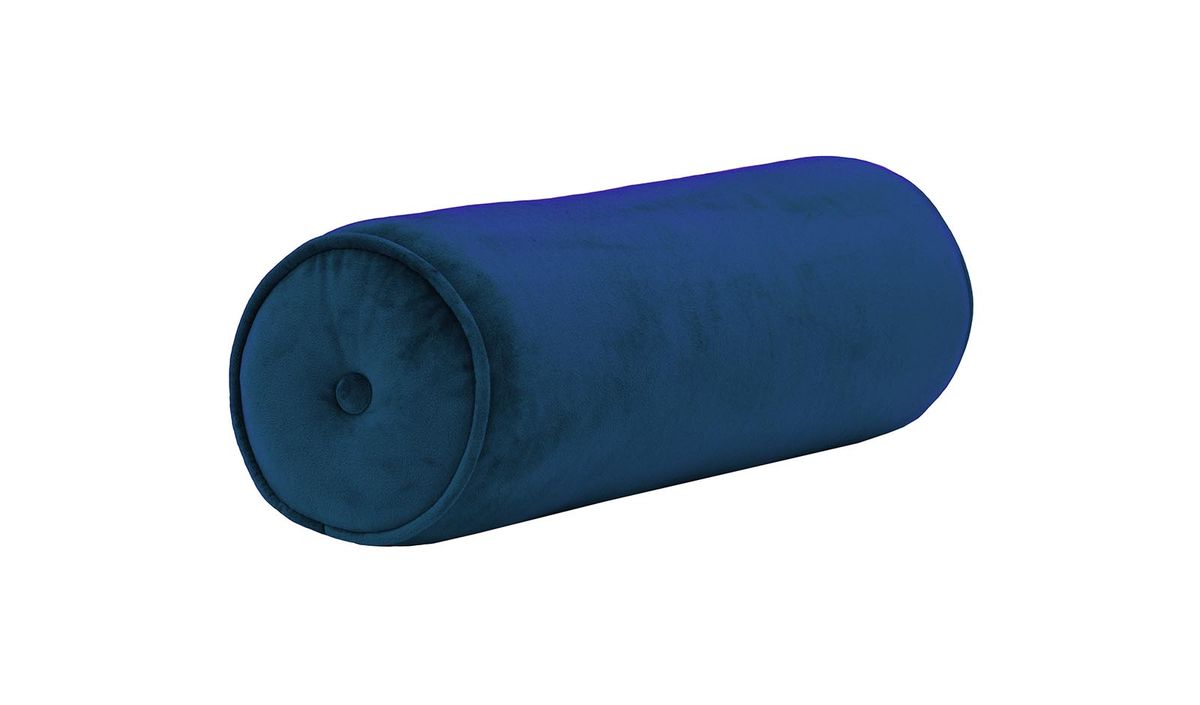 Coussin rouleau en velours., bleu - Velluto 11