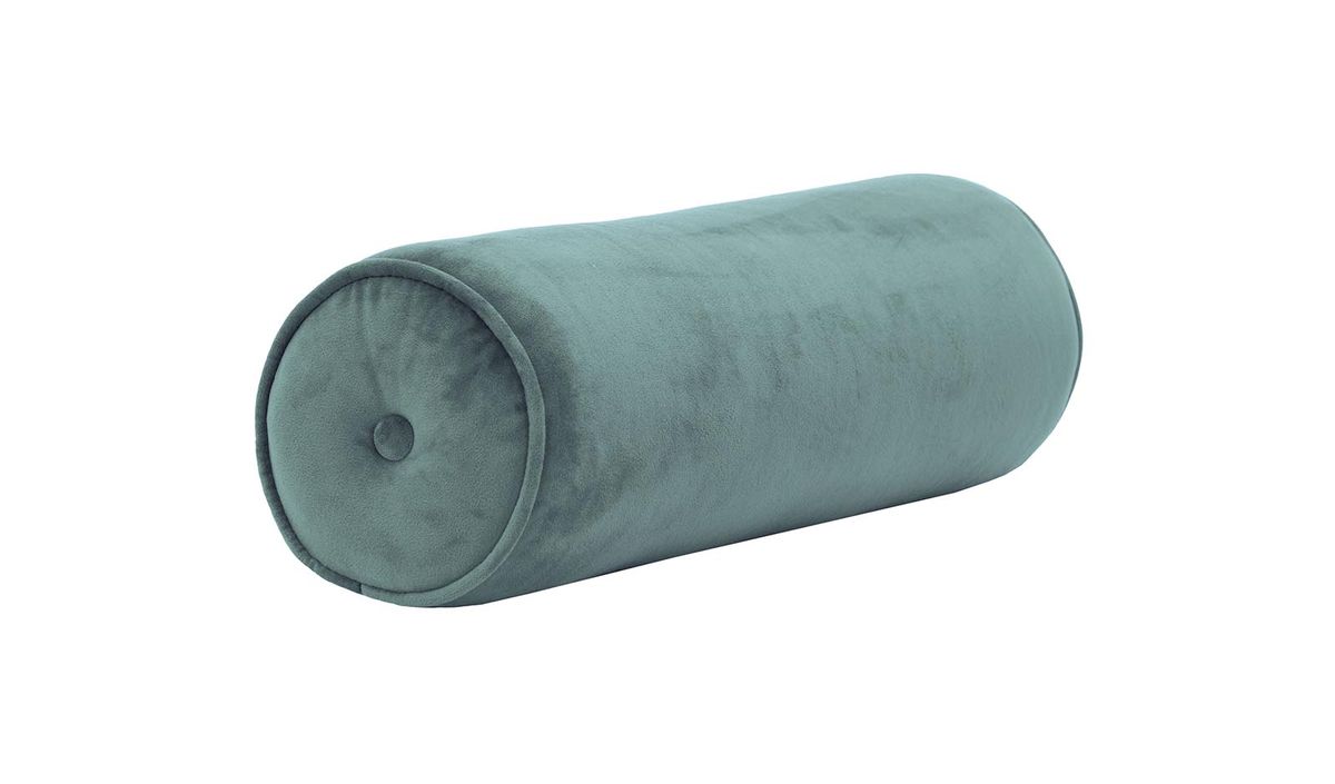Coussin rouleau en velours., bleu - Velluto 12