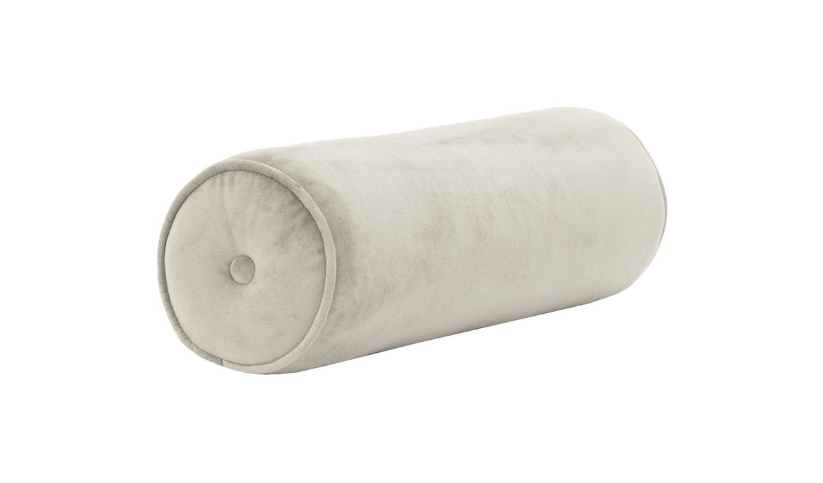 Coussin rouleau en velours., gris clair - Velluto 15
