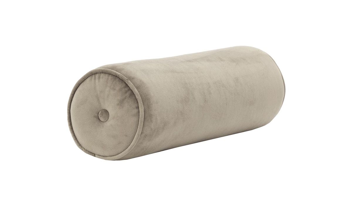 Coussin rouleau en velours., gris éléphant - Velluto 17