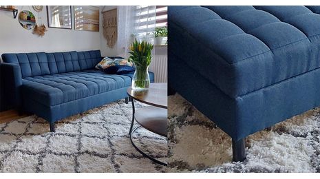 Canapé bleu foncé dans le salon – Idées intéressantes pour les arrangements
